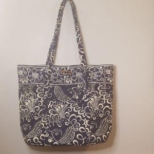 VERA BRADLEY PAISLEY QUILTED BLUE/WHITE LARGE TOTE